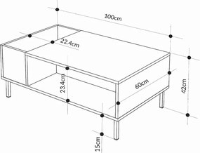 Τραπεζάκι σαλονιού Vena Megapap χρώμα ash green 100x60x42εκ.