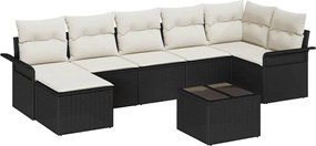 vidaXL Σετ Καναπέ Κήπου με μαξιλάρι 8 pcs Μαύρο Πολυ ράταν