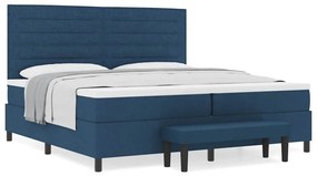 vidaXL Κρεβάτι με ελατήρια με στρώμα Μπλε 200 x 200 cm ύφασμα