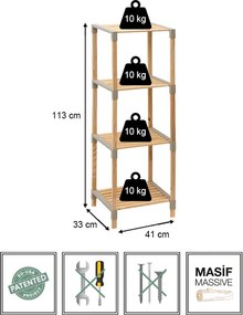 Ραφιέρα δαπέδου ξύλινη - πλαστική χρώμα φυσικό - μπεζ 41x33x113εκ.