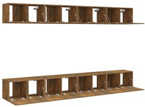 vidaXL Έπιπλα Τηλεόρασης 8 τεμ. Καπνιστή Δρυς 60x30x30εκ. Επεξεργ.Ξύλο