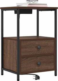 vidaXL Κομοδίνο 2 pcs Καφέ δρυς 40 x 31 x 60 εκ. Επεξεργασμένο ξύλο