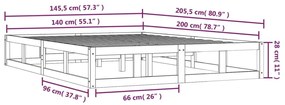 Πλαίσιο Κρεβατιού 140 x 200 εκ. από Μασίφ Ξύλο - Καφέ