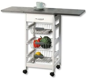 Μανάβης Τρόλεϊ -Πάγκος 25816 45/97x37x75,5cm White-Anthracite Kesper Μέταλλο,Ξύλο