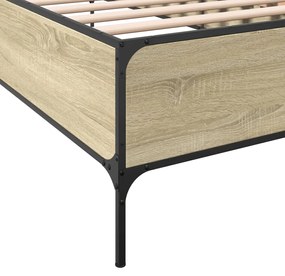 vidaXL Πλαίσιο Κρεβατιού Sonoma Δρυς 90 x 190 εκ. Επεξ. Ξύλο &amp; Μέταλλο