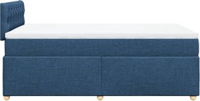 vidaXL Κρεβάτι Boxspring με Στρώμα Μπλε 120x190 εκ. Υφασμάτινο