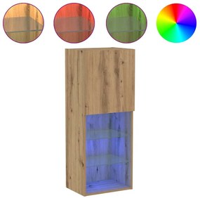 vidaXL Ντουλάπα τηλεόρασης με LED φώτα Τεχνονομιχερή Δρυς 40,5x30x102 εκ
