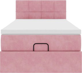 vidaXL Οθωμανικό κρεβάτι με στρώμα ροζ 80x200cm Velvet