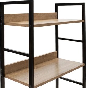 Βιβλιοθήκη- Ραφιέρα Ramon pakoworld φυσικό-μαύρο 60x28x125,5εκ