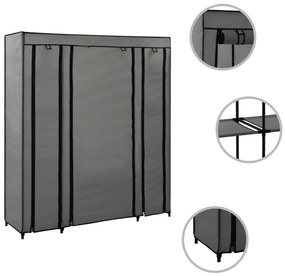 vidaXL Ντουλάπα με Ράφια / Σωλήνες Γκρι 150x45x176 εκ. Υφασμάτινη