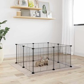 vidaXL Κλουβί για Κατοικίδια με 8 Πάνελ Μαύρο 35 x 35 εκ. Ατσάλινο