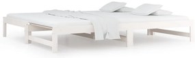 vidaXL Καναπές Κρεβάτι Συρόμενος Λευκός 2x(90x200) εκ. Μασίφ Πεύκο