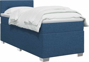 vidaXL Κρεβάτι Box Spring με Στρώμα και LED Μπλε 90 x 190 cm Ύφασμα