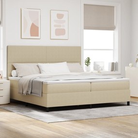 vidaXL Κρεβάτι Box Spring με Στρώμα & LED Φως Γκρί Πράσινο 200x200 εκ. Ύφασμα Σατέν