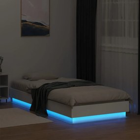 Πλαίσιο Κρεβατιού με λυχνίες LED Λευκό 90 x 200 εκ. - Λευκό