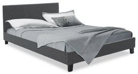 Κρεβάτι Nevil pakoworld διπλό 150x200 με ύφασμα χρώμα ανθρακί - 006-000020