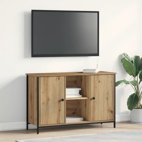 vidaXL Ντουλάπα Τηλεόρασης Μαύρη Δρυς 101x35x65 εκ. Κατασκευασμένο από ξύλο και ατσάλι
