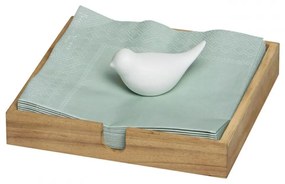 Χαρτοπετσετοθήκη Bird LBTRD0012159 18x18cm Natural-White Raeder Wood,Porcelain