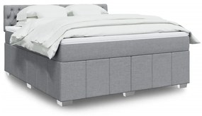 Κρεβάτι Boxspring με Στρώμα Ανοιχτό Γκρι 180x200 εκ. Υφασμάτινο