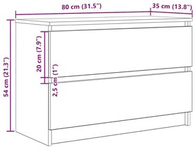 Έπιπλο Τηλεόρασης Γκρι Sonoma 80x35x54 εκ. από Επεξεργ. Ξύλο - Γκρι