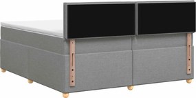vidaXL Κρεβάτι box spring με στρώμα Ανοιχτό γκρι 200 x 200 cm Ύφασμα