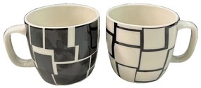 Κούπα Premium New Bone China (Σετ 4Τμχ) 028887 170ml Black-White Πορσελάνη