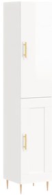 vidaXL Ντουλάπι Γυαλ. Λευκό 34,5 x 34 x 180 εκ. από Επεξεργασμένο Ξύλο