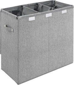 vidaXL Καλάθι Ρούχων Πτυσσόμενο Γκρι 64,5x34,5x59 ε. Συνθ. Λινό Ύφασμα