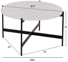 ΣΕΤ 2ΤΜΧ ΤΡΑΠΕΖΙΑ ΣΑΛΟΝΙΟΥ RONDA HM21089.04 MDF ΛΕΥΚΟ ΜΑΡΜΑΡΟ Φ80εκ &amp; Φ50εκ