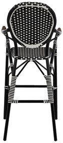 Σκαμπό Αλουμινίου Bamboo Look Με Wicker Μαύρο Λευκό 56x60x126 Εκ.