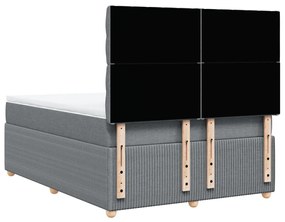 Κρεβάτι Boxspring με Στρώμα Ανοιχτό Γκρι 140x200 εκ. Υφασμάτινο - Γκρι