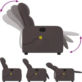 vidaXL Πολυθρόνα Μασάζ Ανακλινόμενη Σκούρο Καφέ Υφασμάτινη