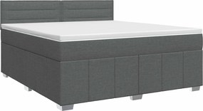 vidaXL Κρεβάτι box spring με στρώμα Σκούρο Γκρι 140 x 190 cm Ύφασμα