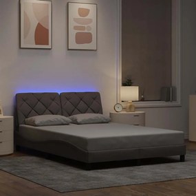 Σκελετός Κρεβατιού με LED Χωρίς Στρώμα Taupe 140x200 εκ.