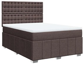 Κρεβάτι Boxspring με Στρώμα Σκούρο Καφέ 140x190 εκ. Υφασμάτινο 3293980
