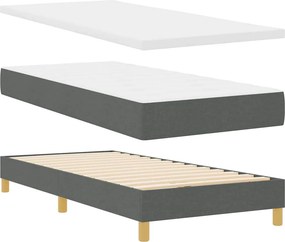 vidaXL LED Κρεβάτι με βάθρο Σκούρο Γκρι 100 x 200 cm ύφασμα