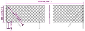 vidaXL Συρματόπλεγμα Περίφραξης Πράσινο 1,1 x 10 μ. με Στύλους