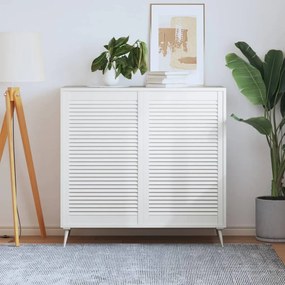 Πορτάκια με Περσίδες 2 τεμ. Λευκά 99,3x59,4εκ Μασίφ Ξύλο Πεύκου