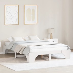 vidaXL Κρεβάτι Λευκό Μασίφ ξύλο 160 x 200 cm Ανθεκτικό Κρεβάτι