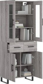 vidaXL Ντουλάπι Γκρι Sonoma 69,5 x 34 x 180 εκ. Επεξεργασμένο Ξύλο