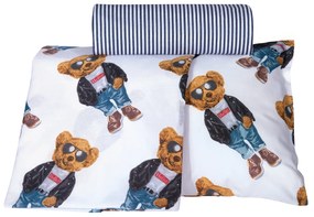 Σετ Σεντόνια Polycotton Κούνιας 130x170εκ. Essential Baby 8838 Λευκό-Μαύρο-Μπλε Greenwich Polo Club