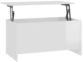 Τραπεζάκι Σαλονιού Γυαλ. Λευκό 102x55,5x52,5 εκ. Επεξεργ. Ξύλο - Λευκό