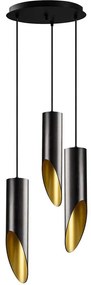 Φωτιστικό Οροφής Kesik 892OPV1765 Φ8x135cm 3xE27 40W Black-Gold Opviq