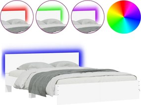 vidaXL Πλαίσιο Κρεβατιού με Κεφαλάρι/LED Λευκό 150 x 200 εκ