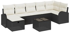 vidaXL Σετ Καναπέ Κήπου  8 Τεμαχίων με Μαξιλάρια Μαύρο Πολυ Ρατάν