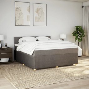 Κρεβάτι Boxspring με Στρώμα Taupe 180x200 εκ. Υφασμάτινο - Μπεζ-Γκρι