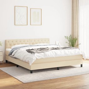 ΚΡΕΒΑΤΙ BOXSPRING ΜΕ ΣΤΡΩΜΑ ΚΡΕΜ 160X200 ΕΚ. ΥΦΑΣΜΑΤΙΝΟ 3140310