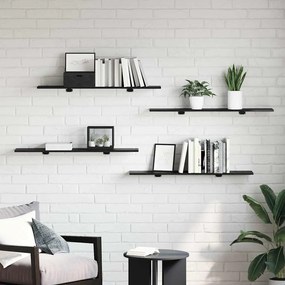 vidaXL Ράφι Βιβλίων 3 επιπέδων 4 pcs 100 x 20 x 1,5 cm Μαύρο