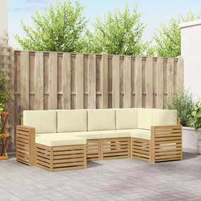 vidaXL Σειρά Καναπέ Εξωτερικού 6 pcs Λευκό και Κρεμ Πολυεστέρας