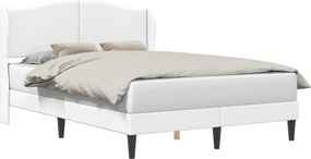 vidaXL Σκελετός Κρεβατιού με κεφαλάρι Λευκό 140 x 190 cm Τεχνητό Δέρμα